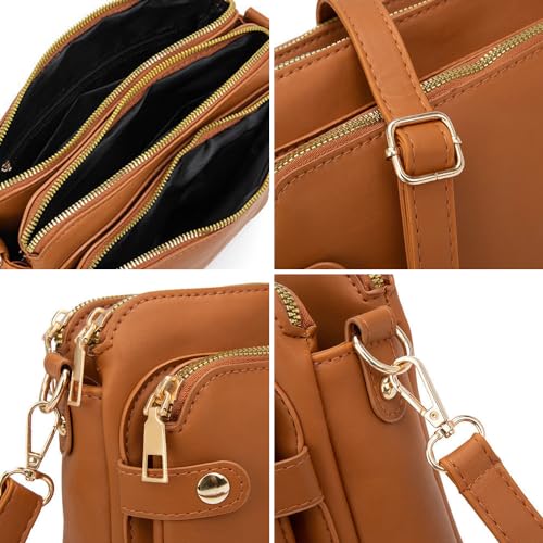 Crossbody Leather Shoulder Bags and Clutches, Women's Crossbody Handbags with Adjustable Strap, Multiple Compartments3
