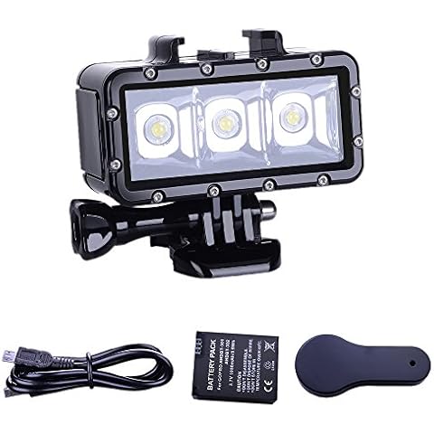 Suptig Diving light High Power Dimmable Waterproof LED Video Light Fill Night Light Diving Underwater Light Waterproof 147ft(45m) for Gopro Hero 6/5/5S/4/4S/3+/2/SJCAM SJ4000/SJ5000/YI Action Cover