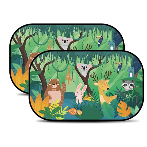 GOZINA 2PCS Static Cling Car Window Shades for Baby, UV Sun Protection Sun Shade for Baby, Side Rear Car Sunshades, Cute Pattern, Universal Size 20.08'' x 12.2''