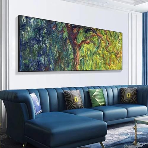 Toile Monet saule pleureur 30x90 cm impressionnisme avec cadre interne
