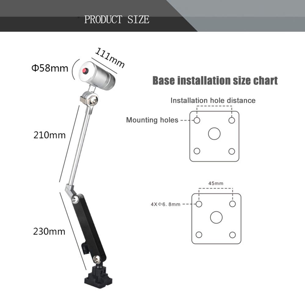 Wodoszczelna lampa robocza LED ze stopu aluminium, 7 W, 220 V, składana lampka, lampa narzędziowa ze stałym cokołem i przełącznikiem, do wszystkich stołów warsztatowych obrabiarek