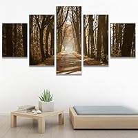 SIGNWIN 5 Panel Canvas Wall Art Rustic Woods for Home Decorations Ready to Hang - 60