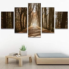 SIGNWIN 5 Panel Canvas Wall Art Rustic Woods...