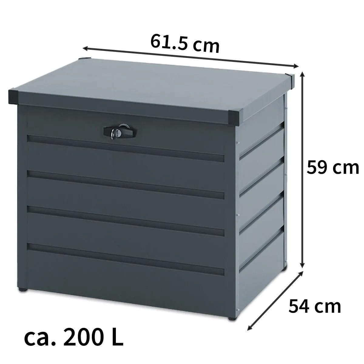 Divit Outdoor Metall Aufbewahrungsbox AB2 Gartentruhe verschließbar 200 Liter - Grau