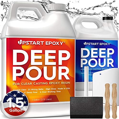 Upstart Epoxy Deep Pour Epoxy Resin Kit 1.5 Gallon, Up to 2-Inch Deep Pours