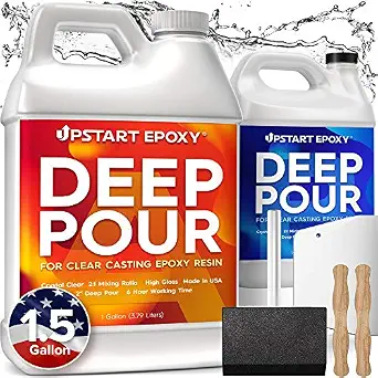 Upstart Epoxy Deep Pour Epoxy Resin Kit 1.5 Gallon, Up to 2-Inch Deep Pours