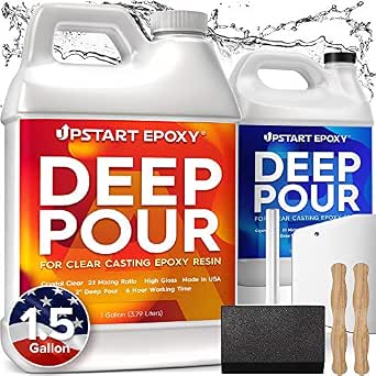 Upstart Epoxy Deep Pour Epoxy Resin Kit 1.5 Gallon, Up to 2-Inch Deep Pours