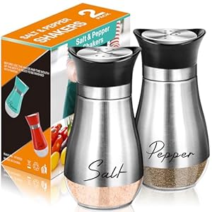 Salt and Pepper Shakers Set,4 oz Gl...