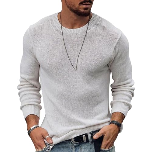 Men's Basic Crewneck Pullover Round Neck Casual Male Knit Sweaters Classic Solid Wool Knitted Sweater