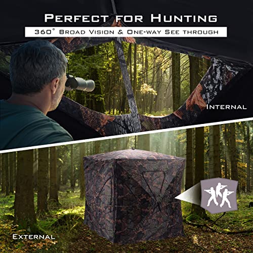 Gymax Hunting Blind, 2-3 People Pop Up Ground Blind Tent, 360 Degree See Through For Deer,Turkey, Portable Durable Hunting Tent With Mesh Window, Hub System & Carry Bag, Camo Ground Blinds #TOP4