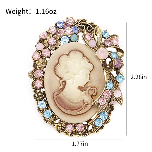 Image of lureme Vintage Elegant Victorian Lady Beauty Cameo with Crystal Brooch Pin (br000017)