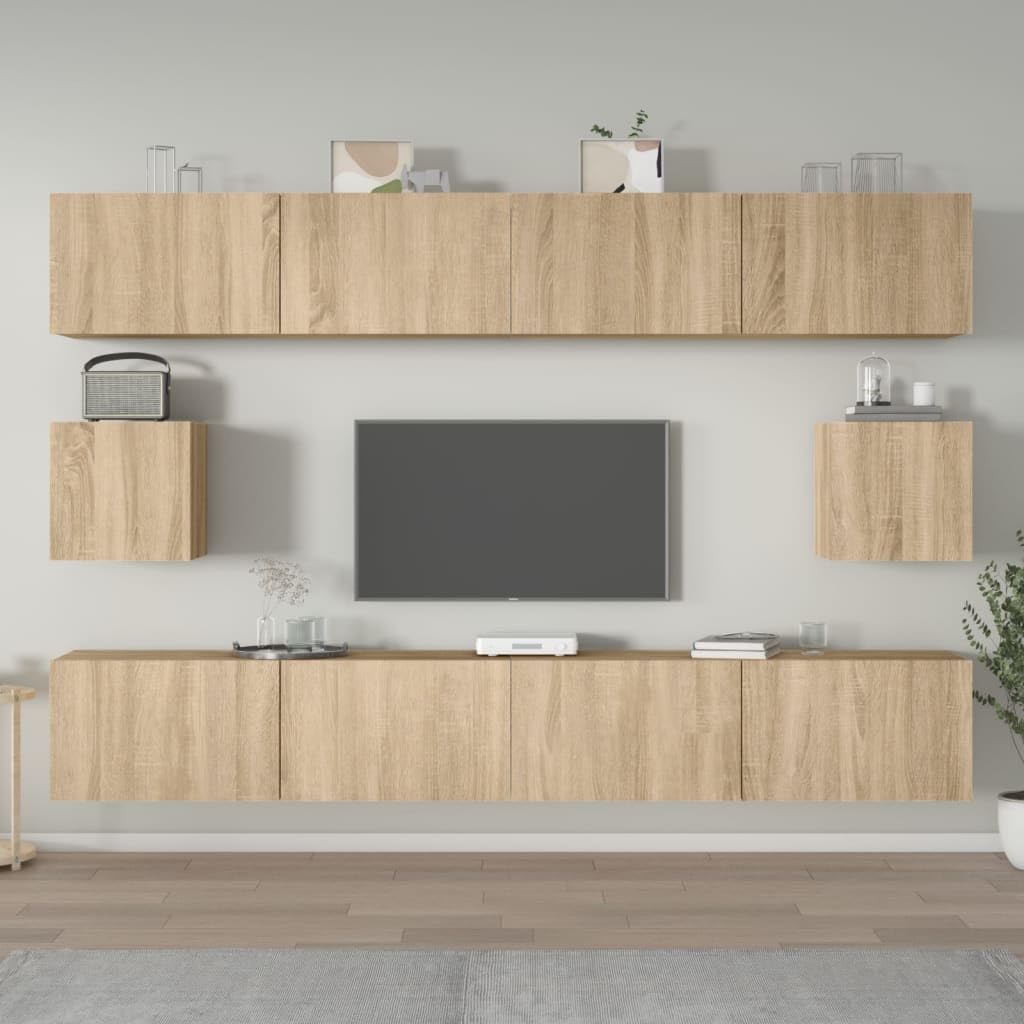 Meuble TV chêne Sonoma gain de temps et d'espace lot de 6