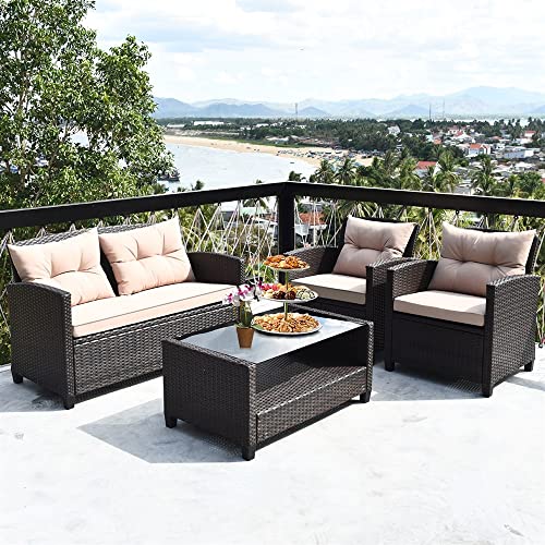FZZDP 8PCS Outdoor Rattan Furniture Set Cushioned Sofa Armrest Table Single Sofa Loveseat FZZDP 8PCS Outdoor Rattan Furniture Set Cushioned Sofa Armrest Table Single Sofa Loveseat