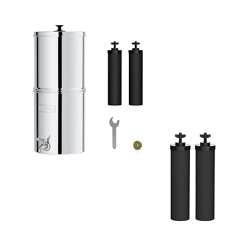 Waterdrop Sistema de filtro de agua alimentado por gravedad con 4 filtros y grifo de metal sistema de filtro de acero inoxidable de 225 galones