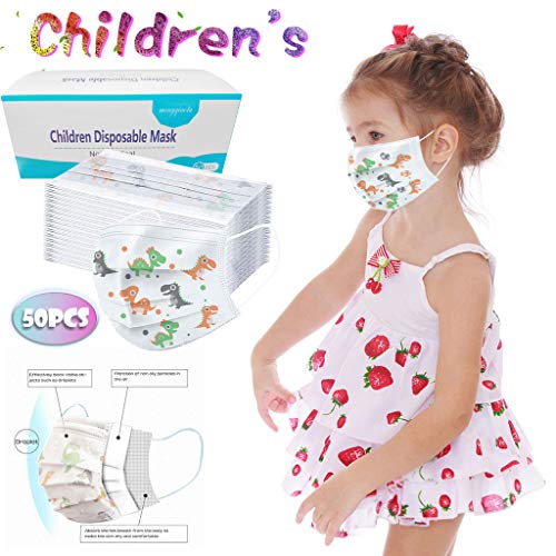 Capa descartável para crianças, 50 peças, proteção oral, filtro de 3 camadas, capa à prova de poeira