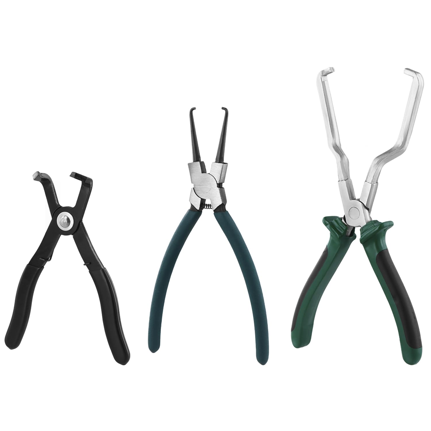 QWORK® 3 Piece Fuel Line Pliers Set, 9 Inch Hose Clamp Pliers, Carbon Steel Mechanic Tools for Car