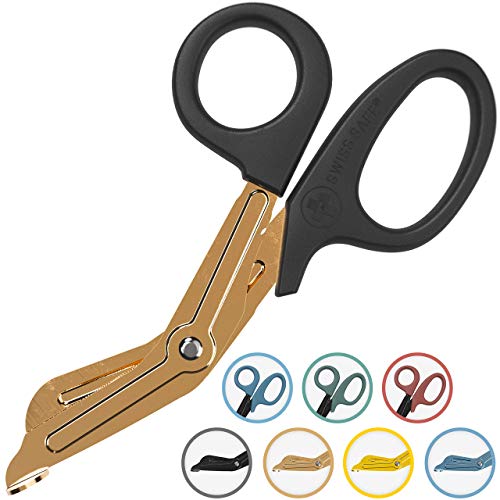 Swiss Safe EMT Trauma Shears, Heavy Duty Bandage Scissors, Military-Grade, for Emergency Trauma Kits, Copper, 7.5 inch