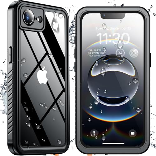 SPIDERCASE for iPhone 16e Case/iPhone 17e Case Waterproof Built-in Screen & Camera Lens Protector[IP68 Underwater] Full Body Protection Phone Case for iPhone 16e/iPhone 17e 6.1 Black/Clear