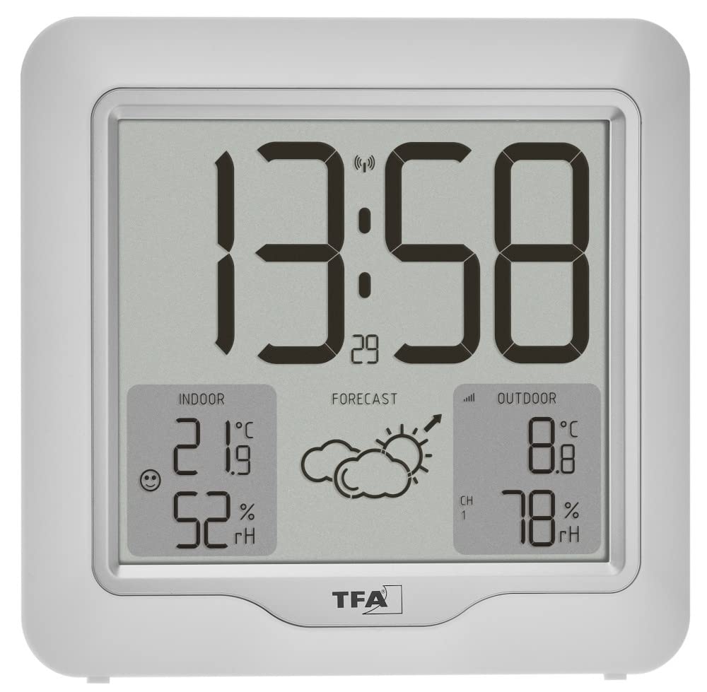 TFA Dostmann stazione radio meteo digitale METRO PLUS, 35.1164.02, incl. trasmettitore esterno, temperatura e umidità, previsioni meteo con tendenza alla pressione atmosferica, ampio display, bianco