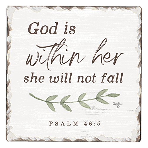 CounterArt Single Tumbled Tile Absorbent Coaster, God Is Within Her, She Will Not