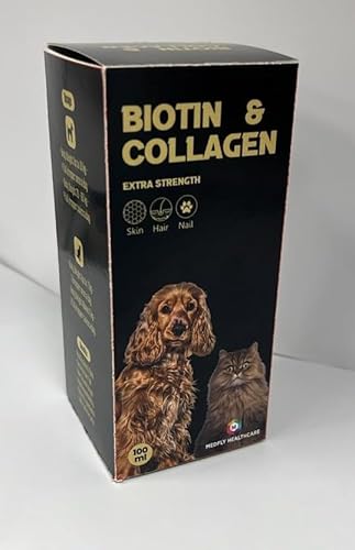 Image of Medfly Healthcare Biotin for Dogs & Cats | Collagen Supplement Drops for Healthy Skin, Coat, and Hair Growth | Plant-Based & Fast-Acting Formula (100 ML)