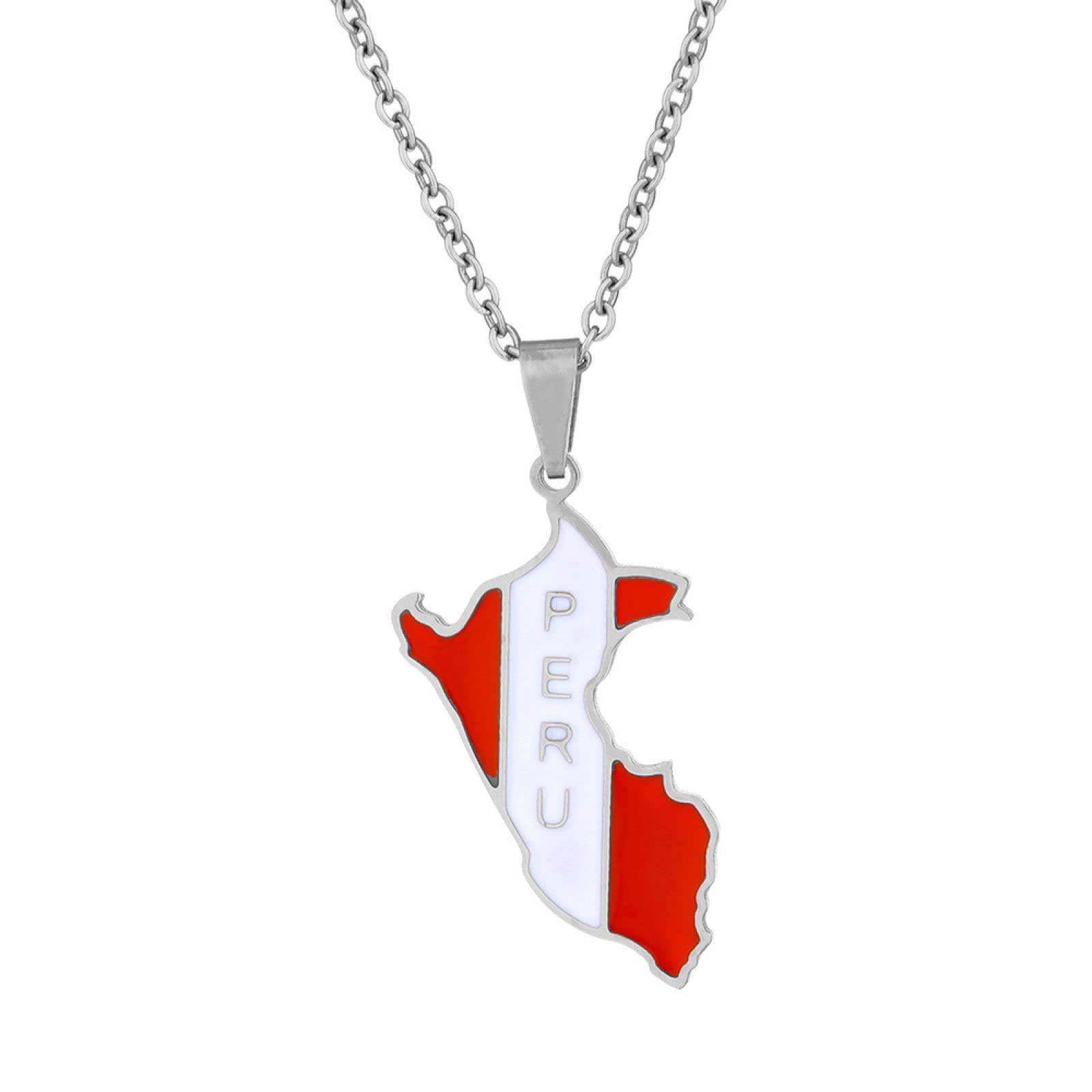 Collana Con Ciondolo Mappa Perù - Stampa Bandiera Contorno Paese Gioielli In Stile Etnico, Fascino Hip-Hop Sottile Catena A Onde D'Acqua, Regali Patriottici Per Donna/Ragazza/Uomo Unisex,Oro,45