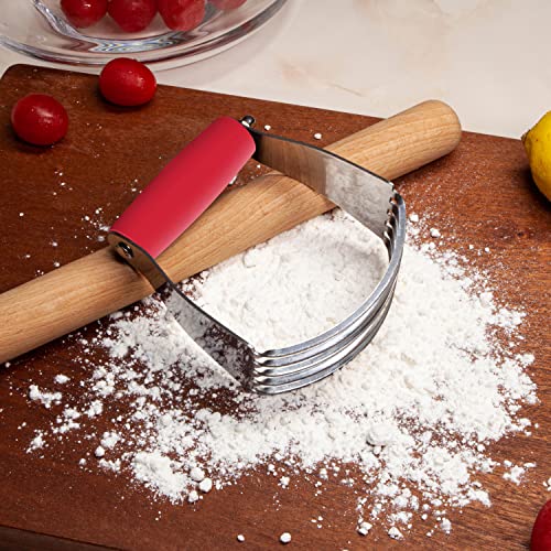 Alltop Pastry Blender Cutter,Stainless Steel Dough Masher For Butter, Biscuit,Baking, Kneading,Dough, Flakier And Fluffier Pie Crusts, Almond - Hand Kitchen Tool(1 Pack, Red) #TOP2