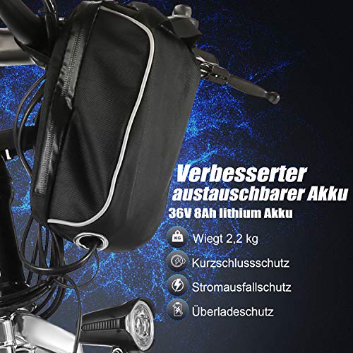 ANCHEER 26 Zoll E-Bike Klappbar MTB Herren Damen, Klapp Ebike mit 250 Watt Motor 36V 8Ah Lithium-Akku, Faltbares Pedelec Faltbar Elektrofahrräder Klappbares Elektrofahrrad 21-Gang Vollfederung – Bild 3