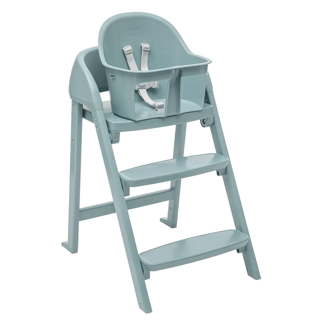 Chicco Crescendo Lite, Trona Evolutiva Bebé con 3 Configuraciones: Trona Bebés, Silla Elevadora para Niños y Taburete para adultos, De 6 meses hasta 110 kg, Cierre compacto Plegable, Verde agua