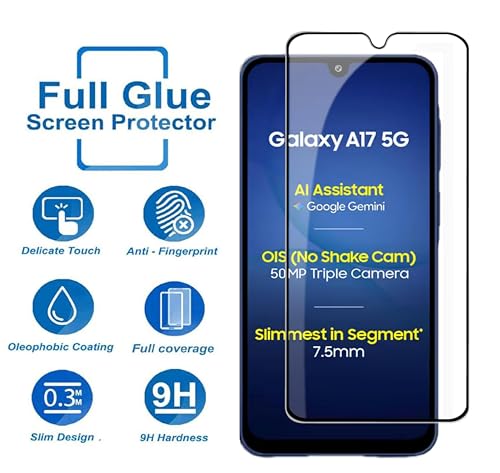 Image of FabeKee Tempered Glass Screen Protector Compatible For Black Cellphone With Edge To Edge Coverage And Easy Installation Kit (Transparent, Samsung Galaxy A17 5G)