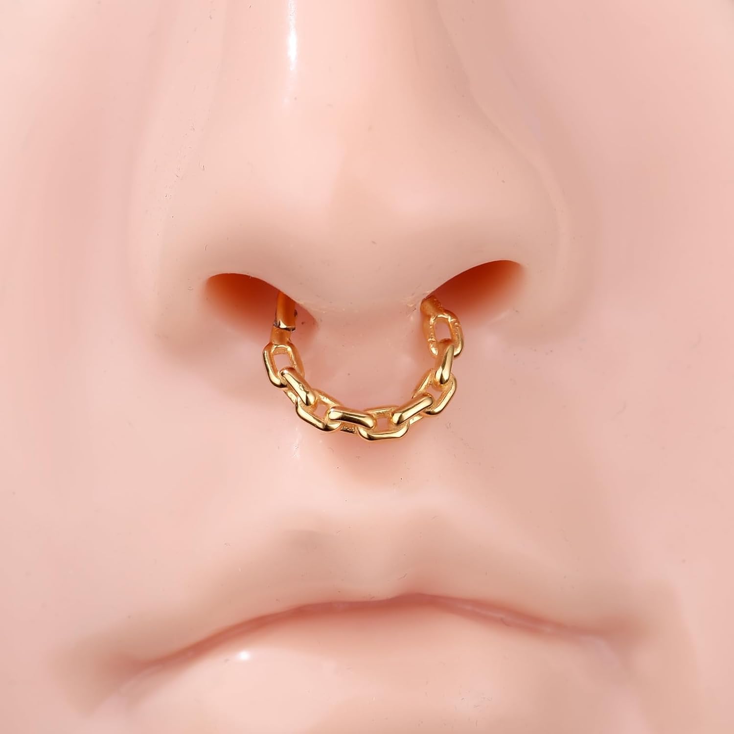 Ourania Chain Link Septum Rings: 16g 8mm Nose Helix Cartilage Daith Tragus Earring Piercing Ring Hoop, Surgical Steel Nose Ear Clicker Rings Piercing Jewelry For Women Men - Image 5