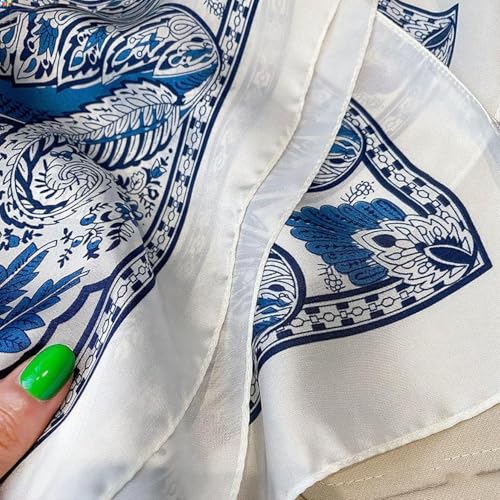 Premium 27.5 x 27.5inch Silk Square Scarf - Wear as Shawl, Headscarf, Belt, or Decoration4