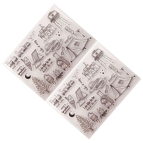 ARTIBETTER 2 Hojas Sellos Divertidos de Silicona Transparente para Scrapbook y Diario de Estampadores Diy Manualidades Árvore y Bonitos