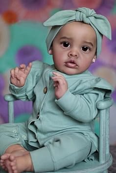 Angelbaby Realistic Reborn Baby Dolls Black Girl, 22 Inch Real Life Newborn African American Doll with Brown Skin Mixed Baby Doll Lifelike Handmade Cute Babys Soft Body Doll for Kids
