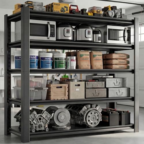 Nexvrtau 5-Tier Heavy Duty Garage Shelving Unit,3000 LBS Capacity Metal Storage Rack 76' H x 60' W x 24' D,Adjustable Boltless Steel Shelves for Garage,Basement,Pantry,Warehouse.1 Pack