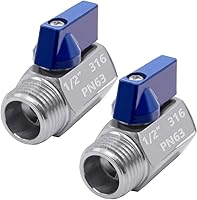 Beduan 1/2" Mini Ball Valve Stainless Steel Female x Male NPT Threads - Pack of 2 Shut-Off Valves for Air Gas Water