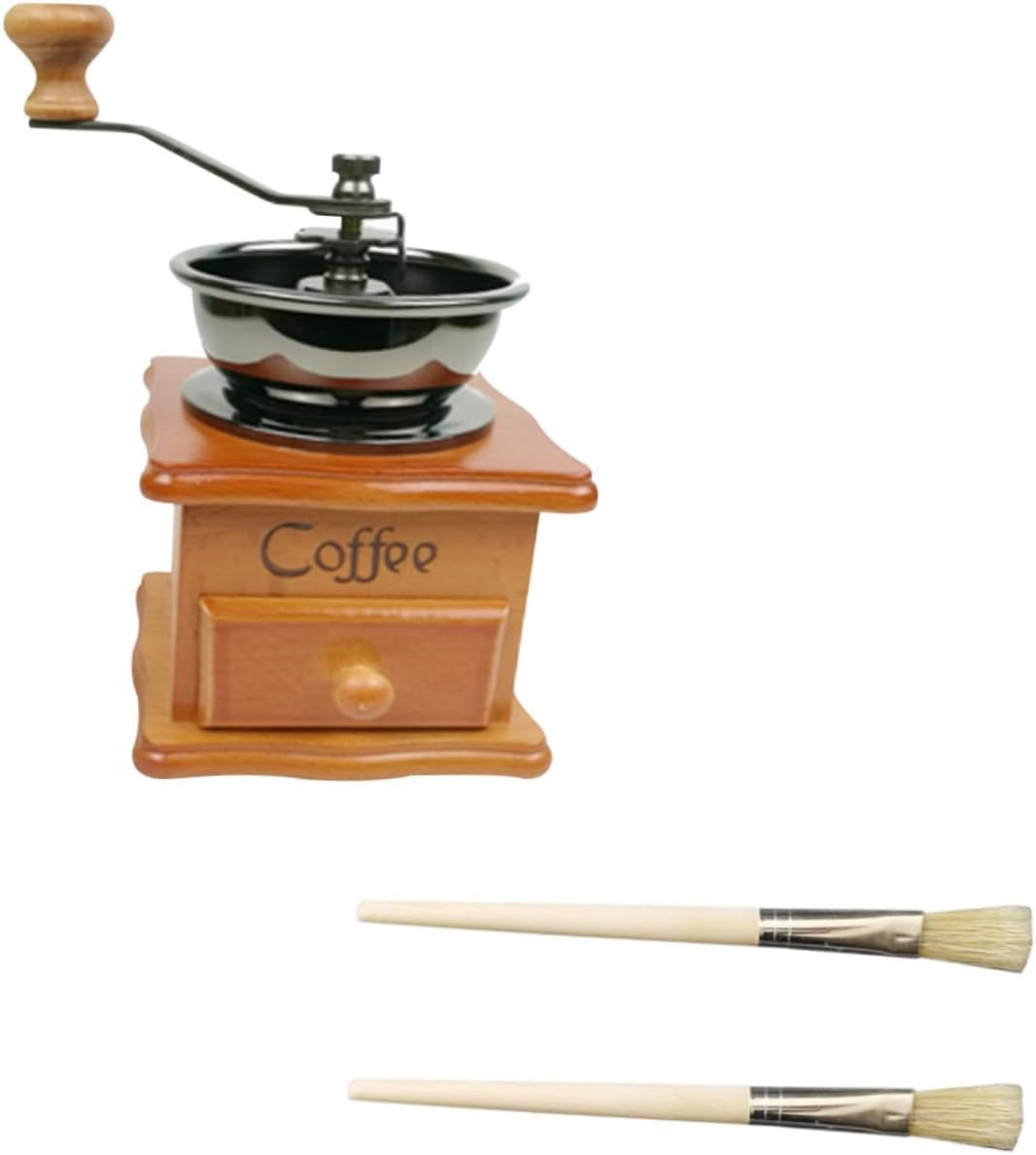 Vintage Manual Coffee Grinder Hand Crank Bean Mill Compact Portable Hand-operated Burr Grinder for Home Office Travel with Fine Grind and Ceramic Core