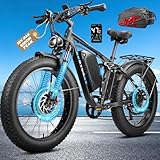 FVBOOBFV 8000W Peak Dual Motor Ebike for Adults 47 MPH Fast Electric Bike, 52V 1972 Wh Up to 105 Miles Ebikes,24' Fat Tire E-Bike,Full Suspension Electric Bicycle for Mountain Commuter Snow (Black)