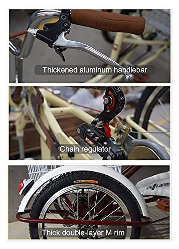 ZJZ Volwassen driewielers 20 inch 3-wielige fiets met winkelmandje Trike fiets voor winkelen picknick buitensporten… - Afbeelding 4