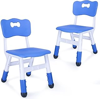 Adjustable Kid Chairs Indoor 3 Level Adjustable Suitable for Children Age 2-6. Maximum Load-Bearing 220LBS Suitable for Family Classroom and Nursery Child Seat Set (2-Pack-Navy Blue)