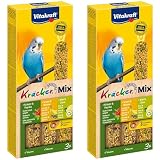 Vitakraft Kräcker - Friandise pour Perruches - Assortiment Banane, poivron et Kiwi - 1x3 (Lot de 2)