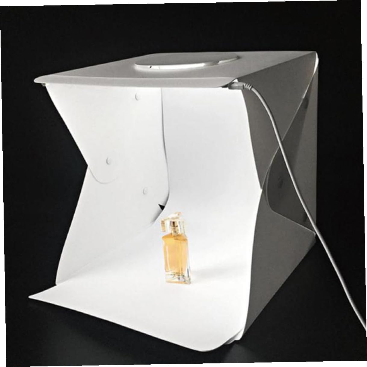 Portable Photography Light Box Tent Kit 30cm Mini LED Soft Light Box with 2 LED Strips and Dual Black White Backdrops for Product Photography