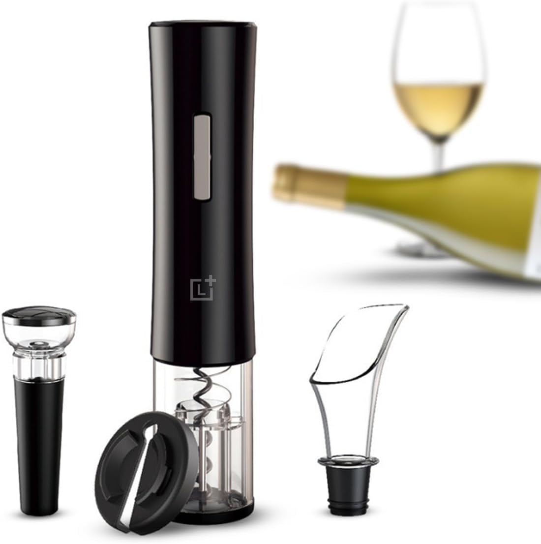 LEVADA PLUS Electric Automatic Wine Opener - Wine Corkscrew Opener – Contains Foil Cutter, Vacuum Stoppers, Aerator Pourer – For Gift, Party, Home, Kitchen