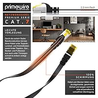 0,25m CAT 7 Netzwerkkabel Flach, Ethernet Kabel, Gigabit Lan 10 Gbit s, Patchkabel, Flachbandkabel, Verlegekabel, Cat.7 Rohkabel U FTP PIMF Schirmung mit RJ 45 Stecker, Switch Router Modem, Schwarz – Ansicht 4