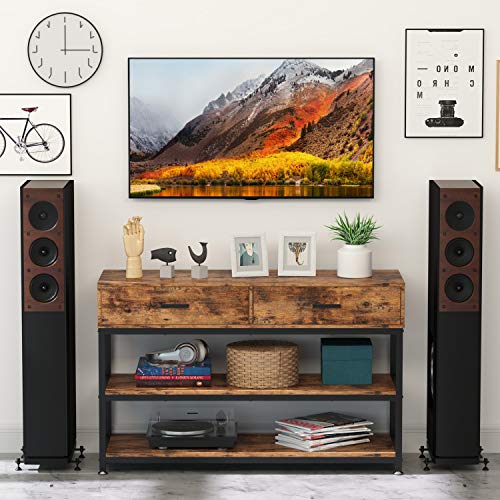 Ironck Tv Stand For 55 Inch Tv With Drawers, Entertainment Center Tv Stand Console Table For Living Room, 47 Inches Wood Tv Console Storage Cabinet, Vintage Brown #TOP1