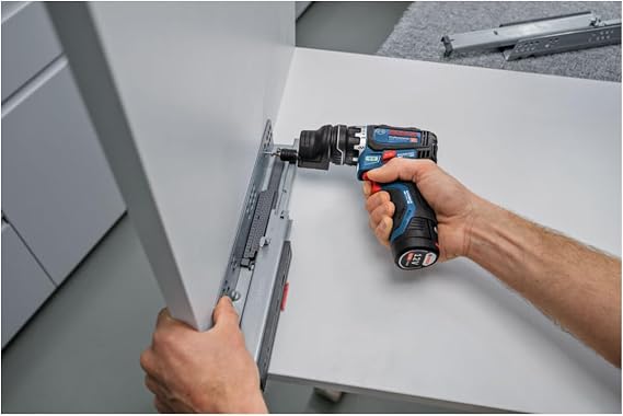Bosch PRO 18V System GSR12V-32FC Cordless Drill (with 2.0 Ah, GAL 12V-20, GFA 12-M, GFA 12-H, Additional Handle, Depth Stop, L-BOXX)