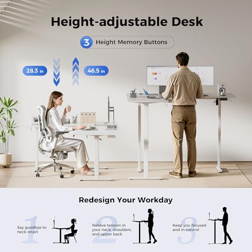 Image of Agilestic Electric L Shaped Standing Desk 75 x 61 Inch with Power Outlet, Height Adjustable Corner Stand up Desk with Cable Management,Sit Stand Home Office Workstation with Splice Board, White
