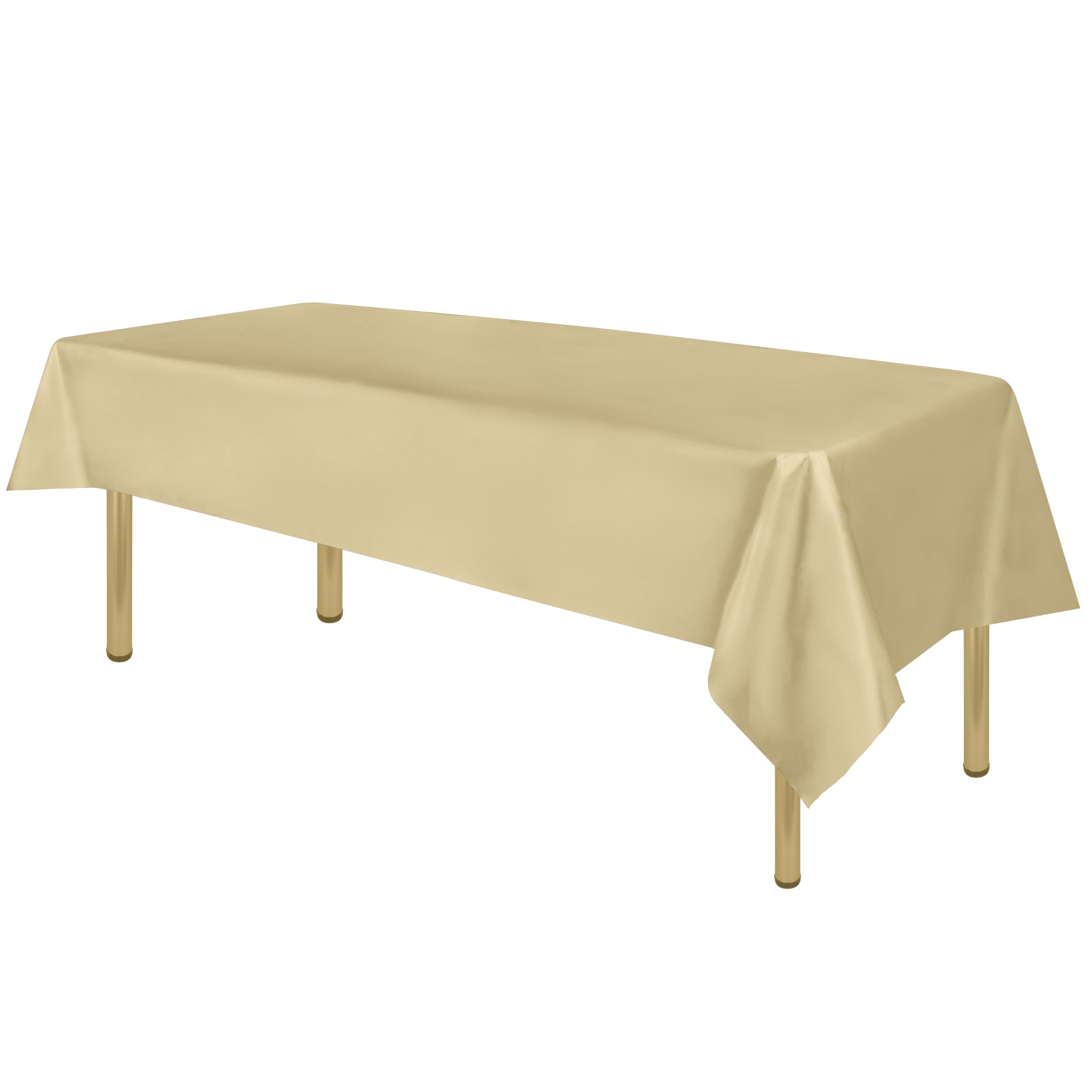 Beige 1 Pack Standard Disposable Plastic Party Tablecloth 54 Inch. x 108 Inch. Rectangle Table Cover By Zimpleware โ image 1