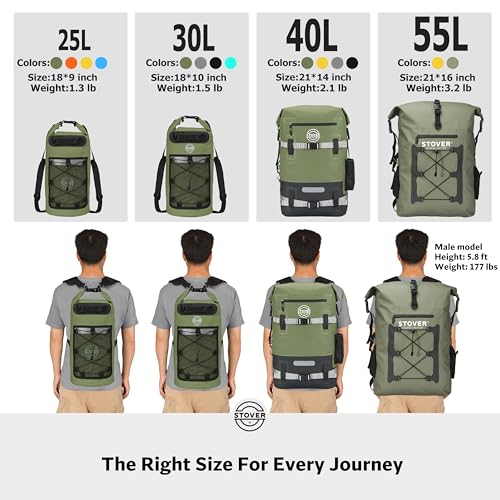 STOVER Mochila seca impermeável 25/30/40/55L - média bolsa seca flutuante para caiaque, viagens, pra