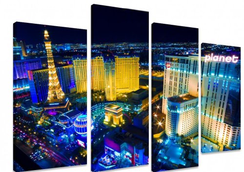 Art Depot Outlet Photo artistique sur toile divisée en 4 panneaux Motif Strip de Las Vegas 71 x 101 cm